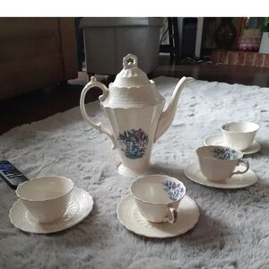 Spode  Jewel Copeland Blue Floral England Tea Pot &Cup Saucer Sets 9 70392